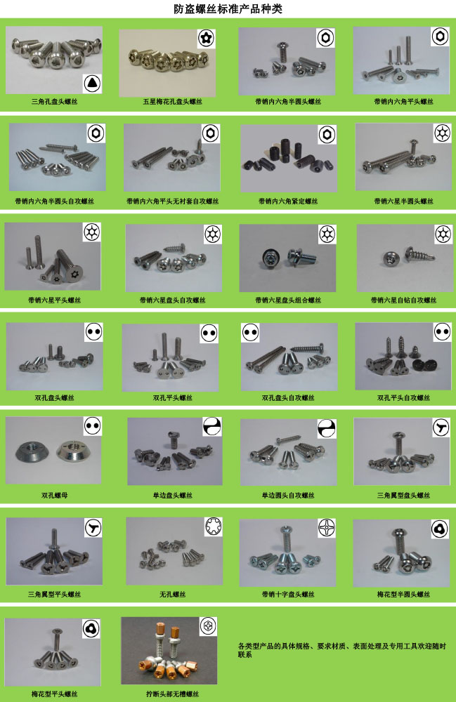 防盗螺丝产品种类